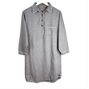VTG WOOLRICH Flannel Nightgown S Long Sleeve Cotton Gray Plaid Christmas Winter